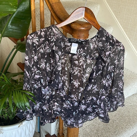 Jones New York Flora Silk y2k 90s Blouse - Picture 2 of 14